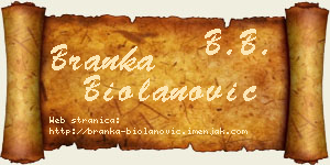 Branka Biolanović vizit kartica